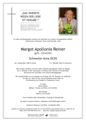 Margot Apollonia  Reiner / Sr. Anna OCDS